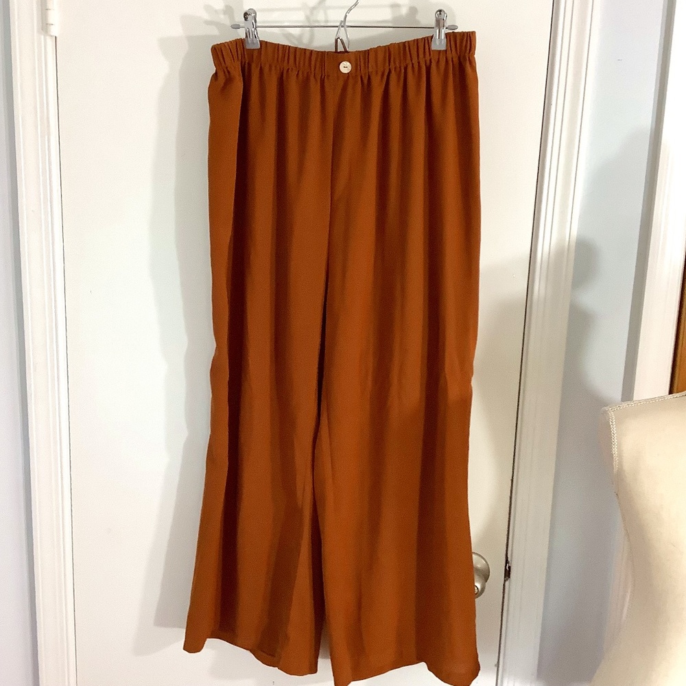 NWOT SHEIN PLUS 2XL WIDE LEG PANTS  TERRACOTTA DRESSY LIGHTWEIGHT